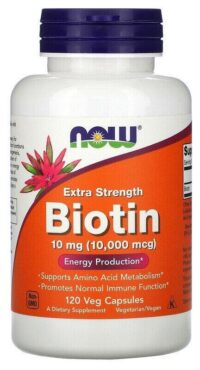NOW Foods, Extra Strength Biotin, 10 mg (10,000 mcg), 120 Veg Capsules