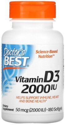 Doctor's Best, Vitamin D3, 50 mcg (2,000 IU), 180 Softgels