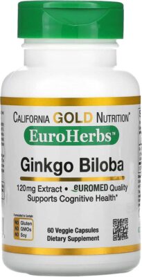 California Gold Nutrition, Ginkgo Biloba Extract, EuroHerbs, European Quality, 120 mg, 60 Veggie Capsules