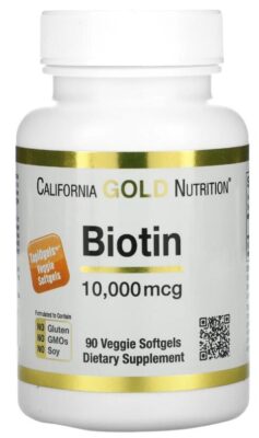 California Gold Nutrition, Biotin, 10,000 mcg, 90 Veggie Softgels