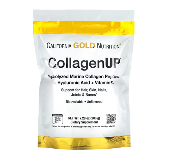 California Gold Nutrition CollagenUP, Hydrolyzed Marine Collagen Peptides with Hyaluronic Acid and Vitamin C206gr