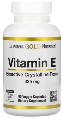 California Gold Nutrition Bioactive Vitamin E 335 mg 500 IU, 90 Capsules