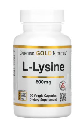 California Gold Nutrition L-Lysine 500 mg, 60 Capsules