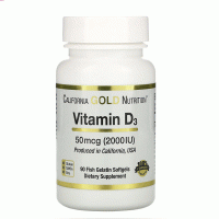 California Gold Nutrition, Витамин D3, 50 мкг (2,000 IU), 90 Рыбных желатиновых капсул
