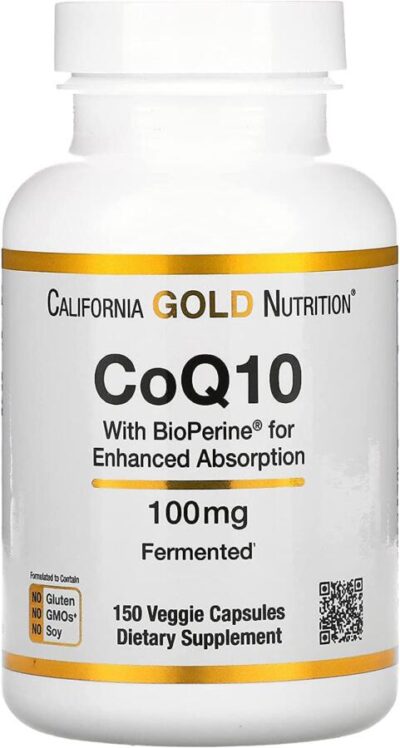 California Gold Nutrition CoQ10 USP with Bioperine 100 mg, 150 Veggie Capsules