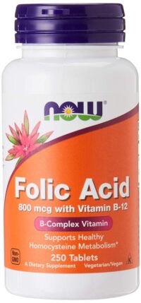 NOW Foods Folic Acid 800 mcg, 250 Tablets