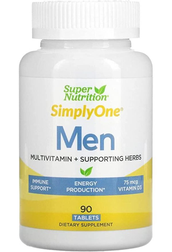 Super Nutrition, SimplyOne, Men's Multivitamin + Supporting Herbs, 90 таблеток