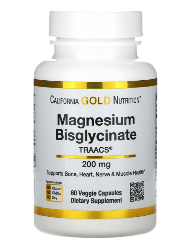 California Gold Nutrition, Magnesium Bisglycinate, Albion TRAACS®, 100 mg, 60 Veggie Capsules