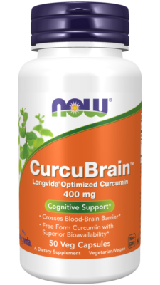 NOW Foods, CurcuBrain, Cognitive Support, 400 mg, 50 Veg Capsules