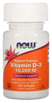 NOW Foods, High Potency Vitamin D-3, 10,000 IU, 120 Softgels