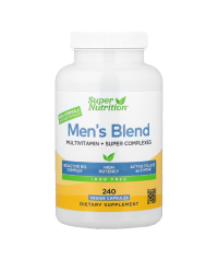 Super Nutrition, Men's Multivitamin with Super Adaptogens, Greens, Spices, and Vitamin A, Iron Free, 240 Veggie Capsules