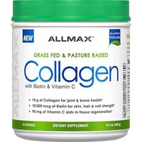 AllMAX Nutrition Collagen Grass-Fed & Pasture Raised w/Biotin + Vitamin C - 44 Servings Unflavored