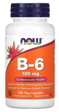 NOW Foods, B-6, 100 mg, 100 Veg Capsules