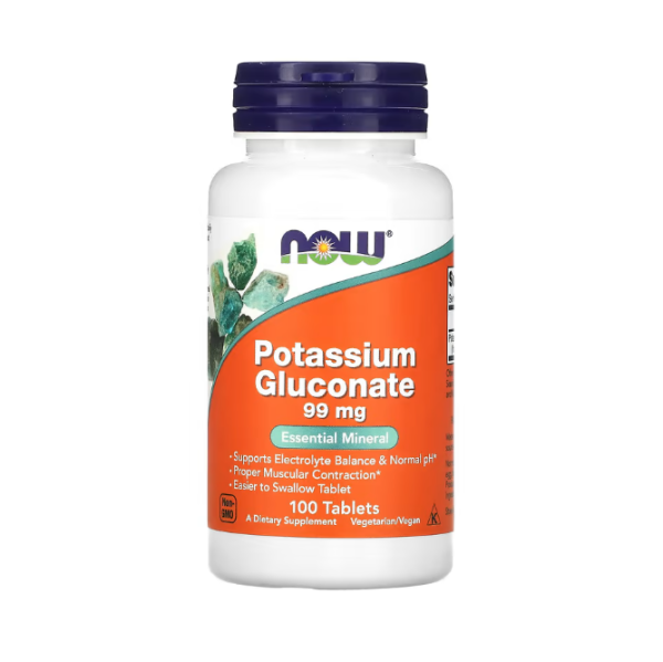NOW Foods, Potassium, Կալիումի գլյուկոնատ, 99 մգ, 100 հաբ