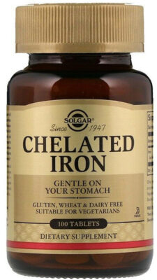 Solgar, Chelated Iron, 100 Tablets
