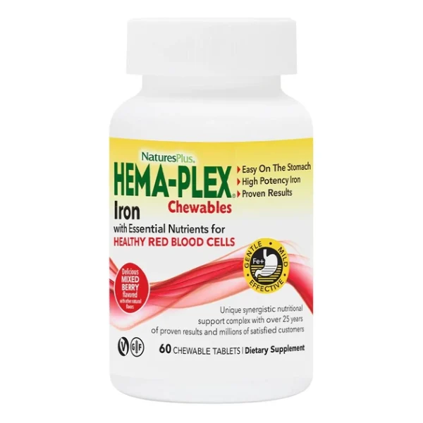 NaturesPlus, Hema-Plex Iron Chewables, Mixed Berry, 60 Ծամովի կոճակներ