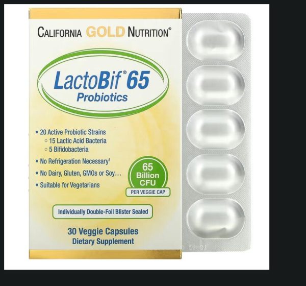 California Gold Nutrition, LactoBif® 65 Probiotics, Պրոբիոտիկ 65 Billion CFU, 30 պատիճ