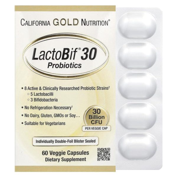 California Gold Nutrition, LactoBif® 30 Probiotics, Պրոբիոտիկ 30 Billion CFU, 60 պատիճ