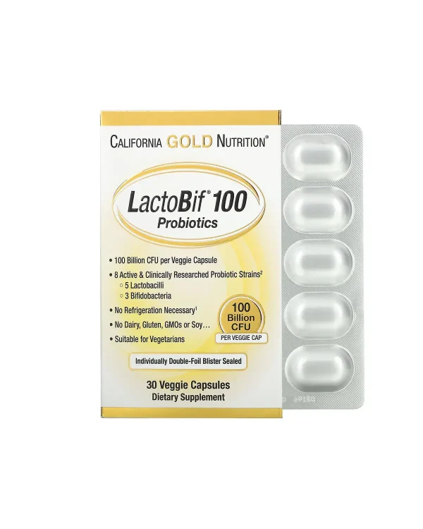 California Gold Nutrition, LactoBif® 100 Probiotics, Պրոբիոտիկ 100 Billion CFU, 30 պատիճ