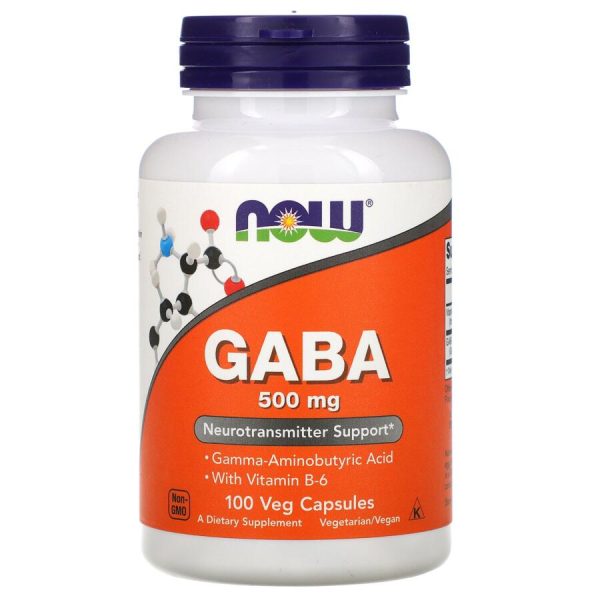 NOW Foods GABA 500 մգ + վիտամին B6, 100 պատիճ