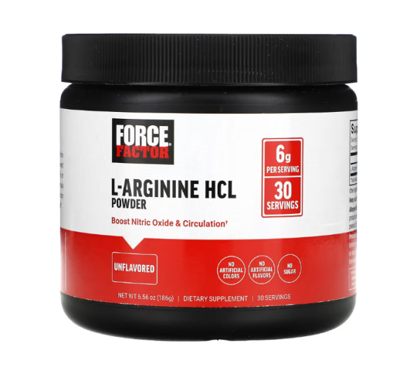Force Factor, L-Arginine HCL, Լ-Արգինին Փոշի, Անհամ, 186 գր