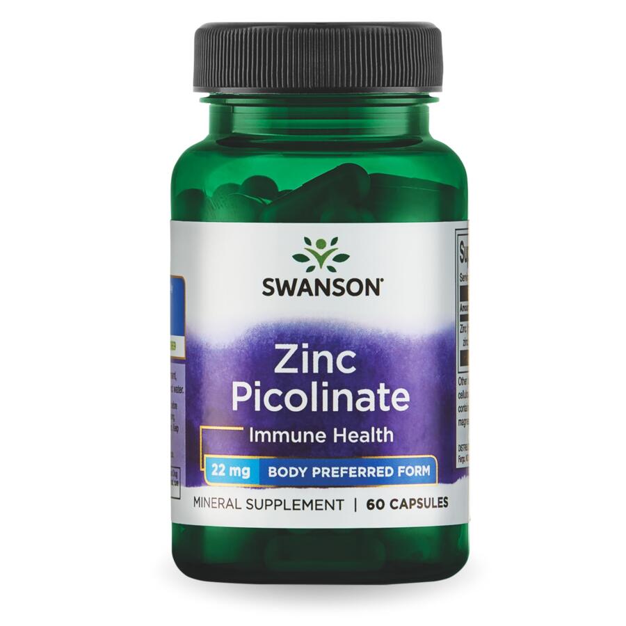 Swanson, Zinc Picolinate, Ցինկ Պիկոլինատ 22 մգ, 60 պատիճ
