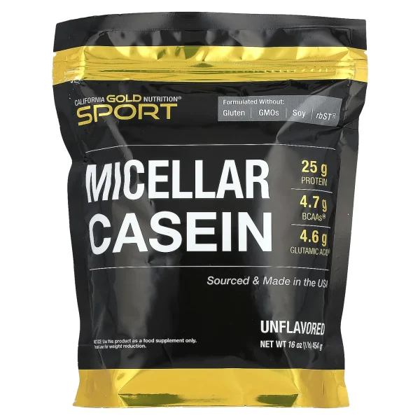 California Gold Nutrition, Micellar Casein, Կազեին, Անհամ, 454 գր