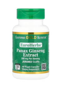 California Gold Nutrition, EuroHerbs™, Panax Ginseng Extract, Euromed Quality, Ժենշեն 250 մգ, 60 պատիճ