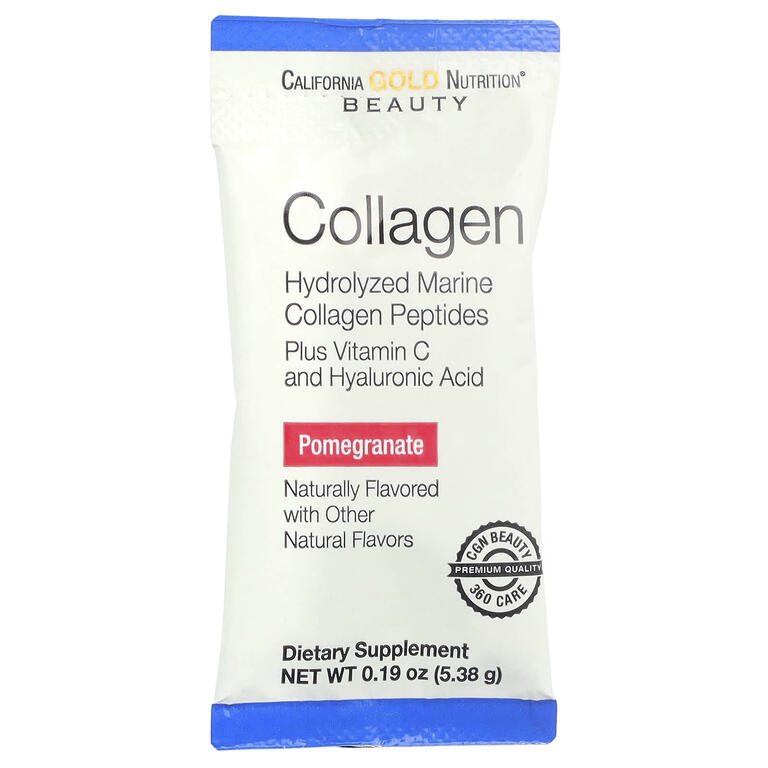 California Gold Nutrition, Ծովային Կոլագեն, վիտամին C և հիալուրոնաթթու, Marine Collagen Peptides Plus Vitamin C and Hyaluronic Acid 5.38 գր