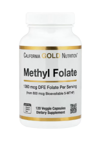 California Gold Nutrition, Methyl Folate and Vitamin C, Մեթիլ Ֆոլատ 800 մկգ, 120 պատիճ