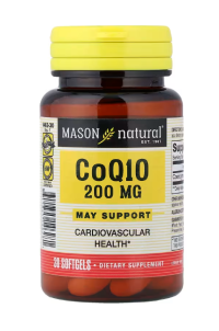 Mason Natural, коэнзим CoQ10, 200 мг, 30 мягких таблеток