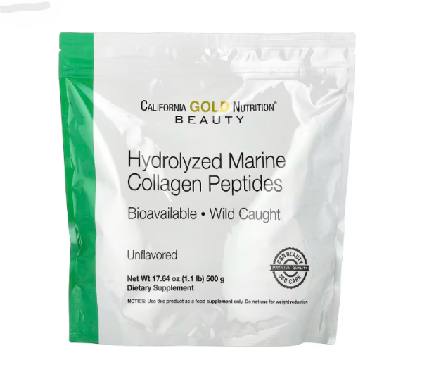 California Gold Nutrition, пептиды гидролизованного морского коллагена, 500 г